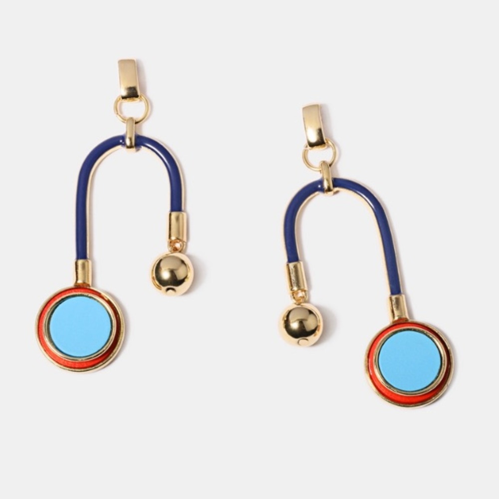 Modern Aztec style statement earrings - Picture 2 of 4